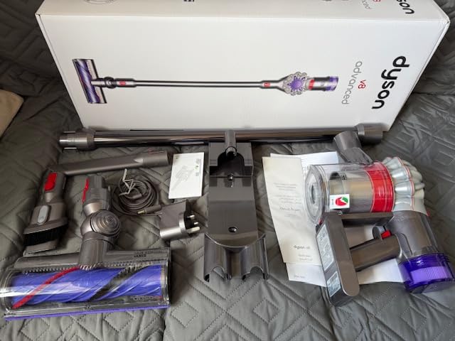 view of our own purchase dyson  advanced vacuum for hardwood floors and carpet unboxing package arrival several weeks to month 